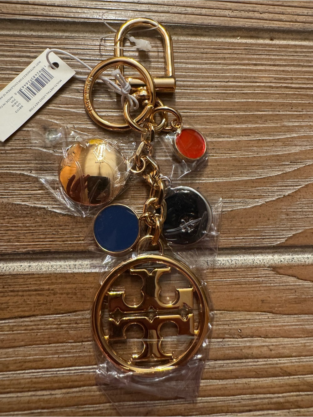 Authentic Tory Burch Multi-Metal Double T Logo Key Fob Bag Charm 58173 NWT - Picture 3 of 7